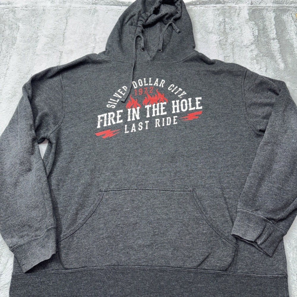 Silver Dollar city fire in the hole last‎ ride commemorative hoodie 2X Dark Gray